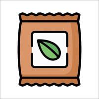 A bag of tea with a leaf on it vector