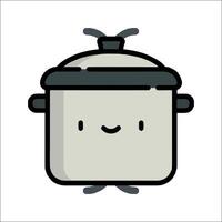 A cartoon pot with a face and a smile vector