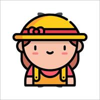 A cartoon girl wearing a hat and overalls vector