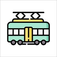 A train icon with a yellow and green color scheme vector