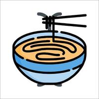 A bowl of noodles with chopsticks in it vector