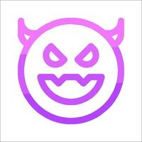 A purple devil face with horns on it vector
