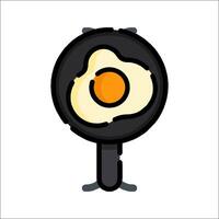 An egg in a frying pan icon vector