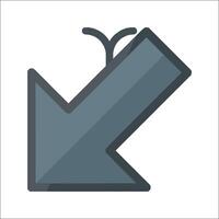 A flat icon of an arrow pointing down vector