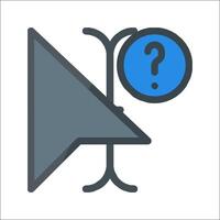 A question mark icon with a button and arrow vector