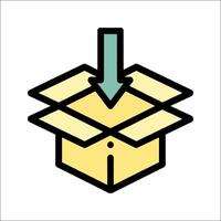 A box with an arrow pointing out of it vector