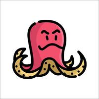 An octopus with a sad face on a white background vector