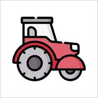A red tractor on a white background vector