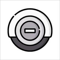A black and white icon of a button vector