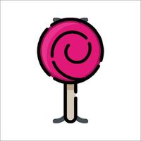 A pink lollipop on a stick with a white background vector