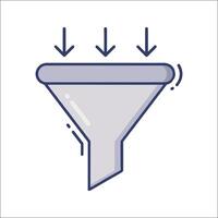A funnel with arrows pointing up and down vector