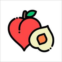 An apple and a slice of apple are shown in a line drawing vector