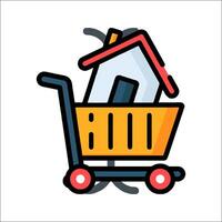 A house in a shopping cart with a house inside vector