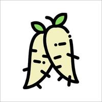 Two carrots are shown in a cartoon style vector