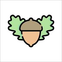 A cartoon acorn with leaves on it vector
