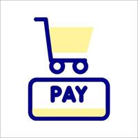 A shopping cart with the word pay on it vector