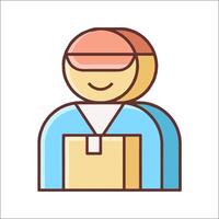 A man with a box on his back and a hat vector