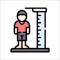 A man standing on a scale with a ruler vector
