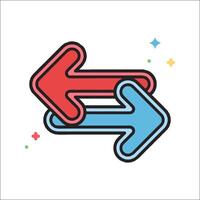 Two arrows pointing in opposite directions, one red and one blue vector