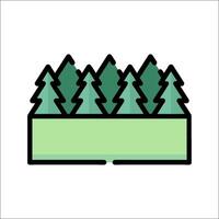 A green line icon of trees in a field vector
