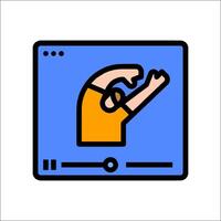 A person is holding up a tablet computer icon vector