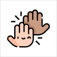 Two hands with a smiley face and a thumbs up vector