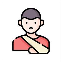 A man with a broken arm and bandage on his arm vector
