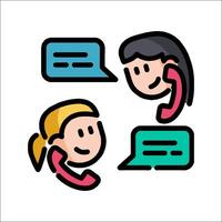 Two people talking to each other with speech bubbles vector