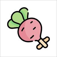 A cartoon beet on a stick with a green leaf vector