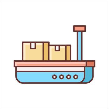 A flat line icon of a boat with boxes on it vector