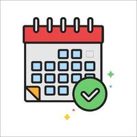 A calendar icon with a tick mark vector