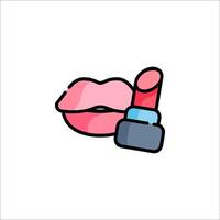 Lipstick and lipstick icon on white background vector