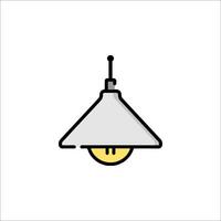 A lamp hanging from a ceiling with a yellow light bulb vector