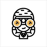 A cartoon character with glasses on his face vector
