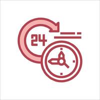 A clock and a clock face with a red arrow vector