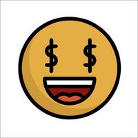 A smiley face with dollar signs on it vector