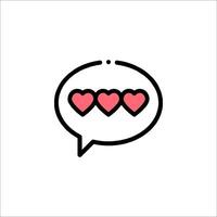 A speech bubble with three hearts in it vector