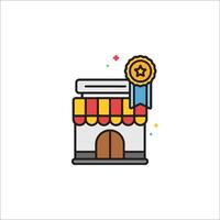 A shop with a ribbon on it and a star vector