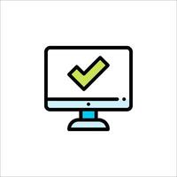 Checkmark icon on a computer monitor vector