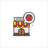 A cartoon store with a sad face on it vector
