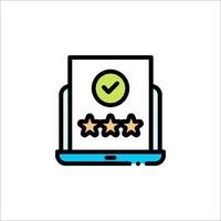 A tablet with a five star rating icon vector