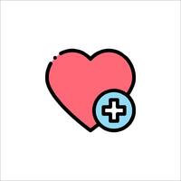 A heart with a plus sign on it vector