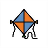 A kite with a blue and orange line on it vector