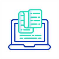 A laptop with a paper document on it vector