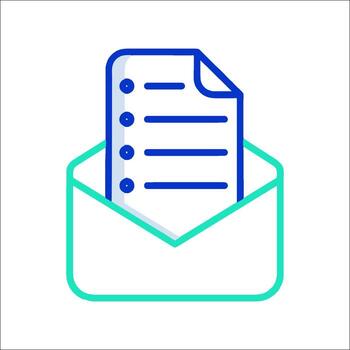 An envelope with a paper document inside vector