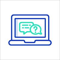 A laptop with a question mark icon vector