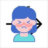 A woman with a nose and a frown on her face vector