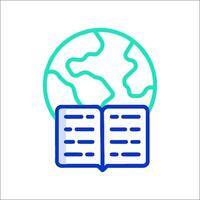 An open book with a globe on it vector
