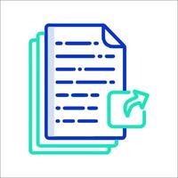 A document with a green arrow pointing to it vector