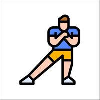 A man is doing a squat in a line icon vector
